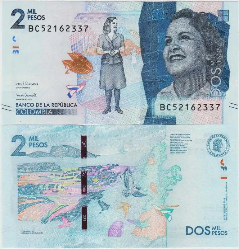KOLOMBİYA 2000 PESO 2018. RESSAM DEBORA ARANGO TEMALI. ÇİL KONDİSYON