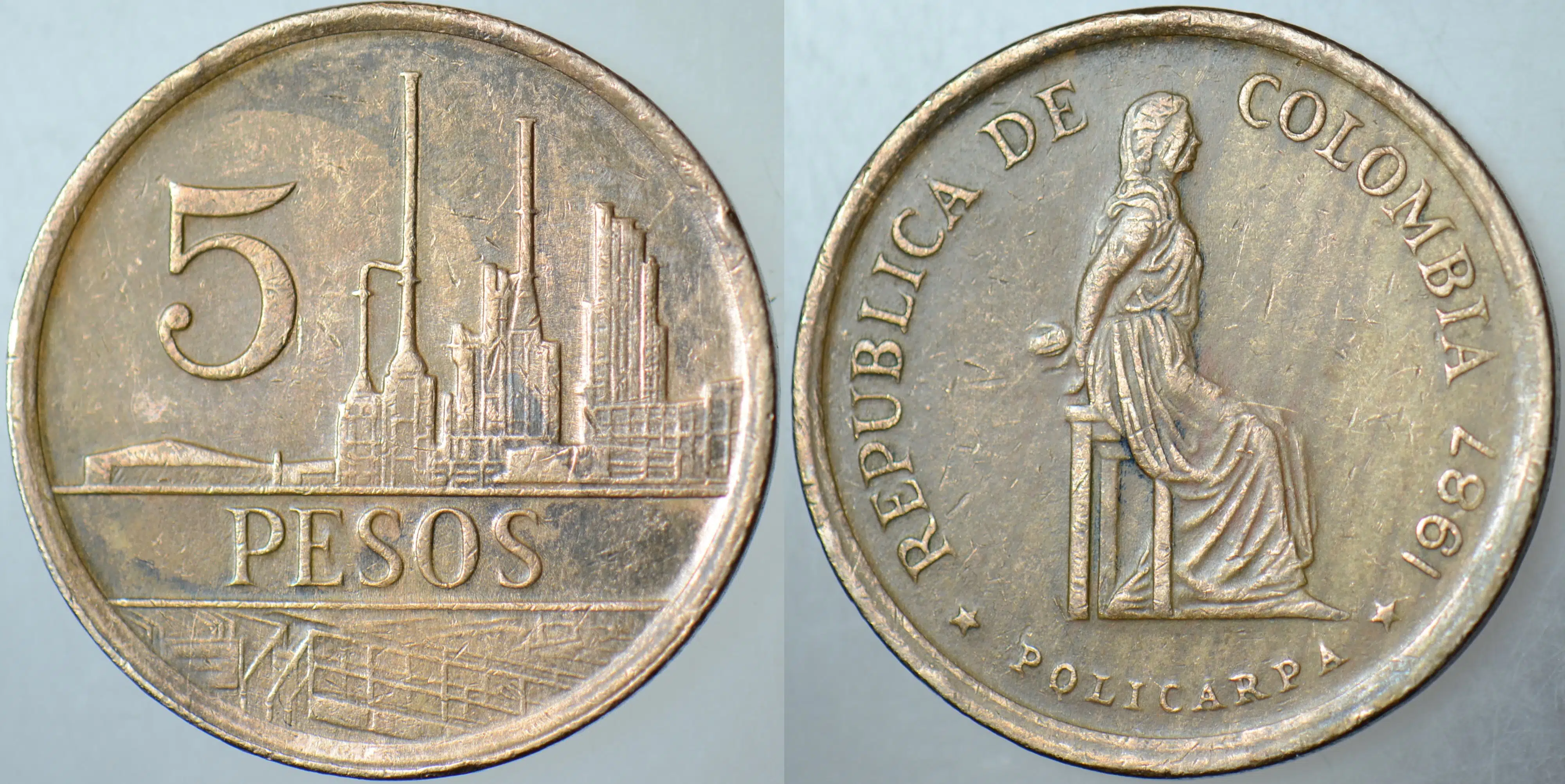 KOLOMBİYA 5 PESO 1987.