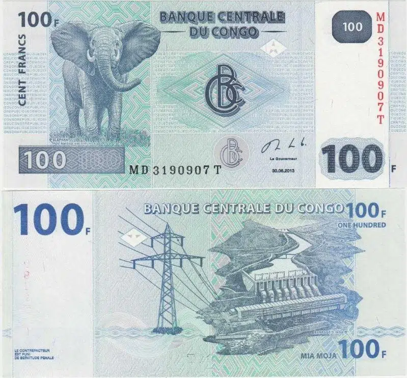 KONGO 100 FRANK 2013 AFRİKA FİLİ TEMALI. ÇİL KONDİSYON.