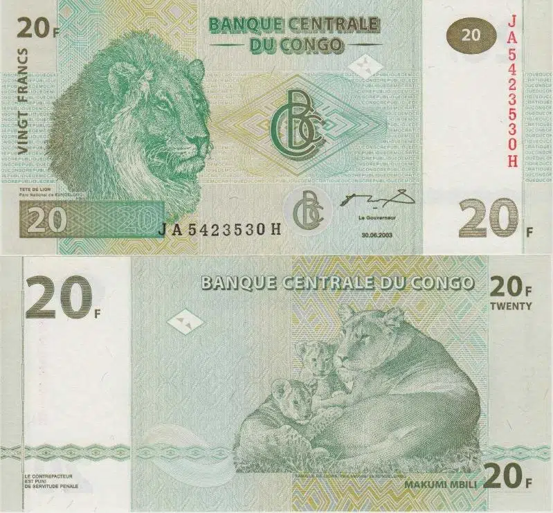 KONGO 20 FRANK 2003 ASLAN TEMALI. ÇİL KONDİSYON.