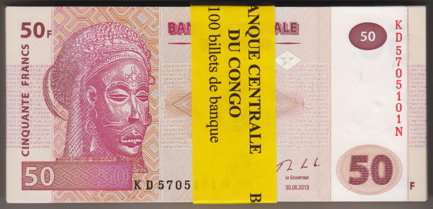 KONGO 50 FRANK 2013. ÇİL KONDİSYON 100 ADETLİK DESTE.