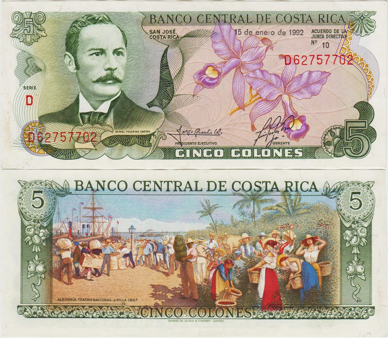 KOSTA RİKA 5 KOLON 1992 TABLO GÜZELLİĞİNDE PARA. ÇİL(-)