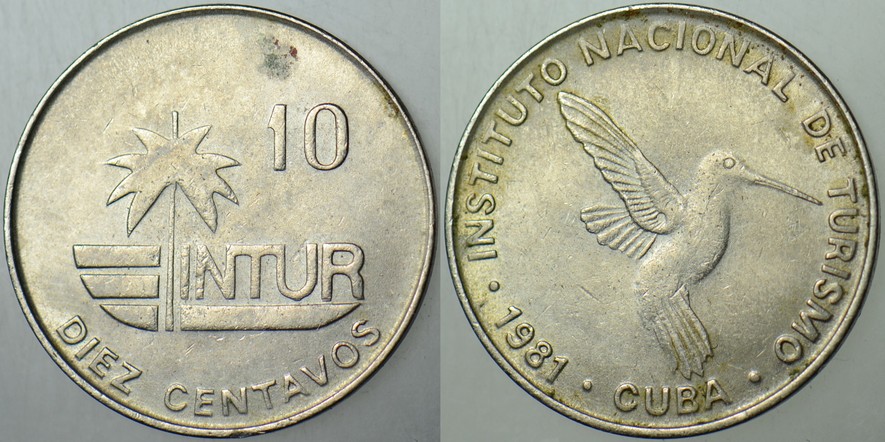 KÜBA 10 CENTAVOS 1981 SİNEK KUŞU TEMALI. TURİSTLER İÇİN BASILAN.