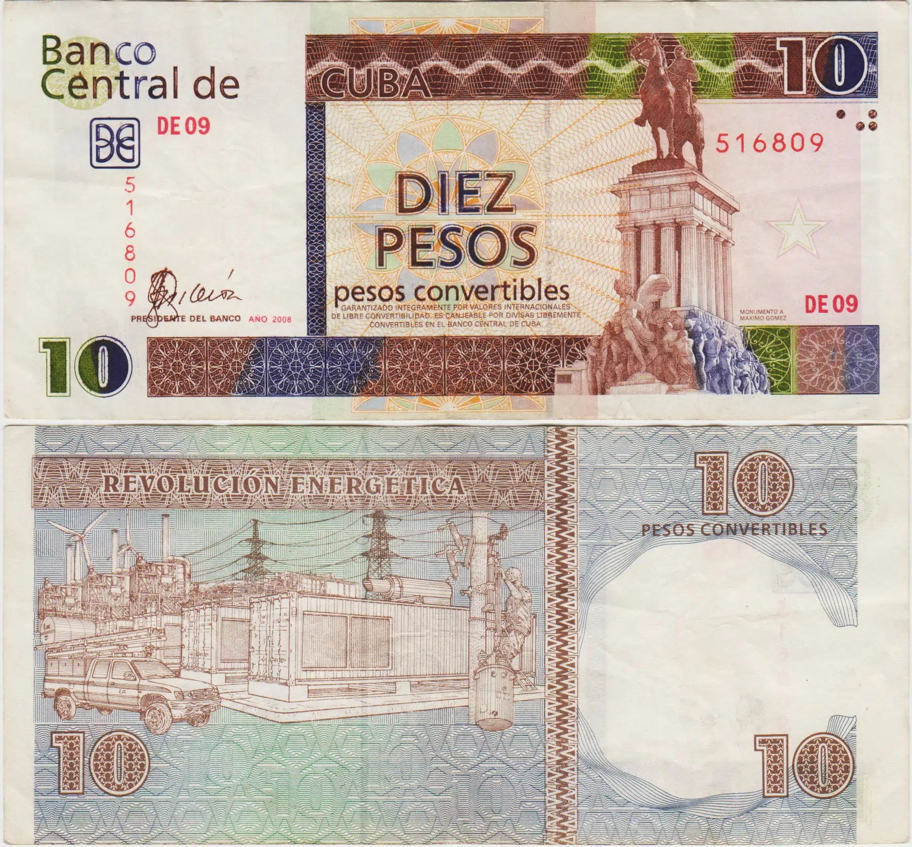 KÜBA 10 PESO 2008 KONVERTIBL PESO. ÇOK TEMİZ+