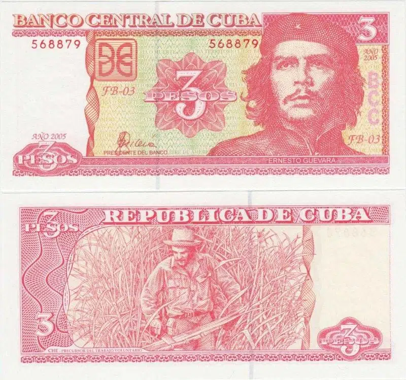 KÜBA 3 PESO 2005. CHE GUEVARA PORTRELİ. ÇİL KONDİSYON.