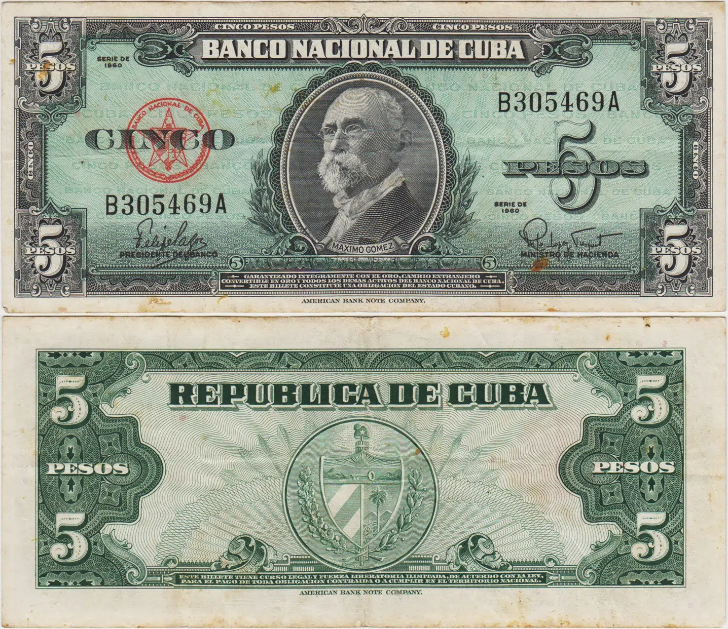 KÜBA 5 PESO 1960 ÇOK TEMİZ.