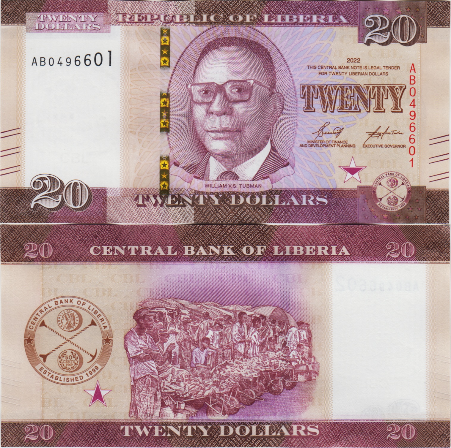 LİBERYA 20 DOLAR 2022 ÇİL.