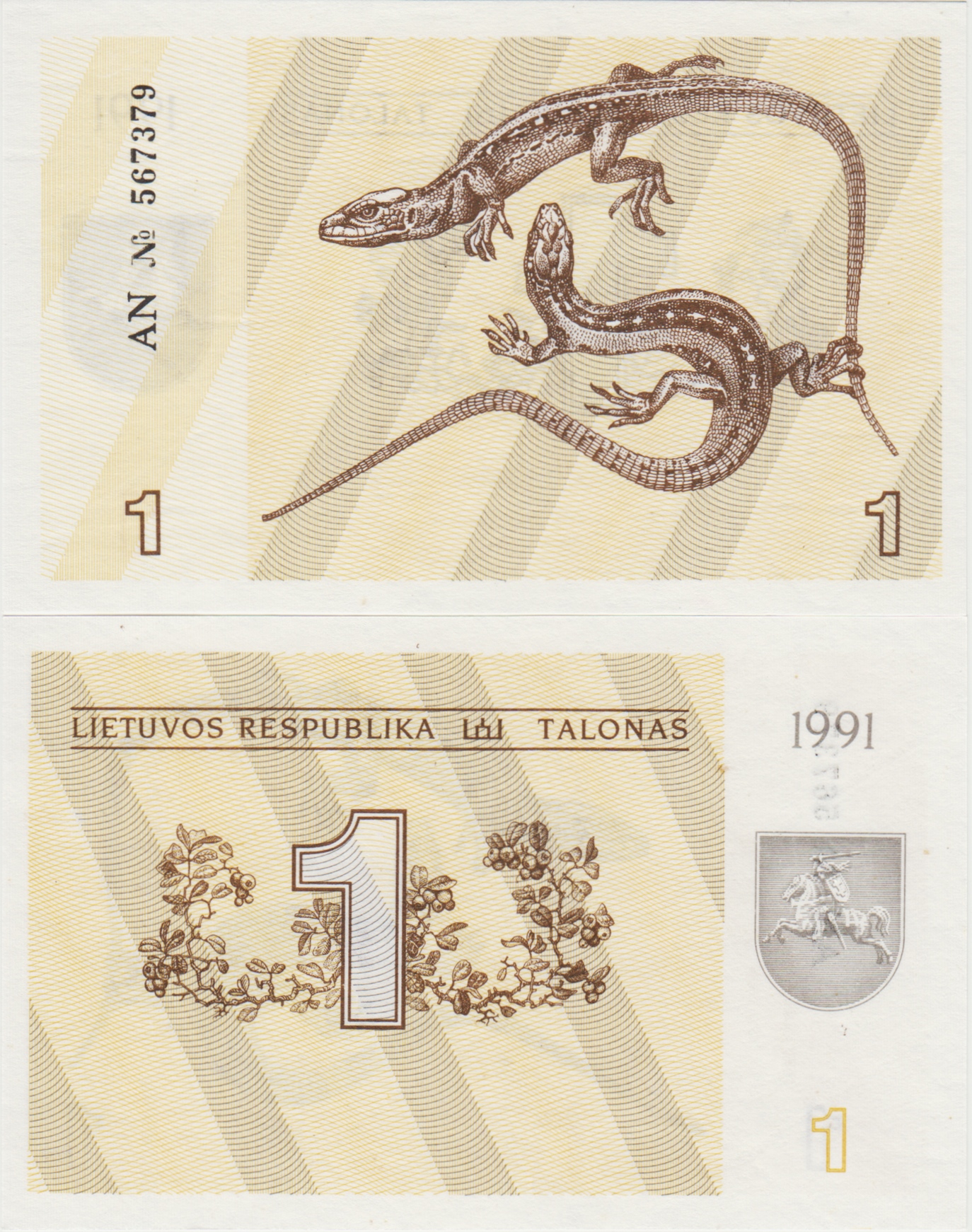 LİTVANYA 1 TALON 1991 KUM KERTENKELESİ TEMALI. ÇİL KONDİSYON