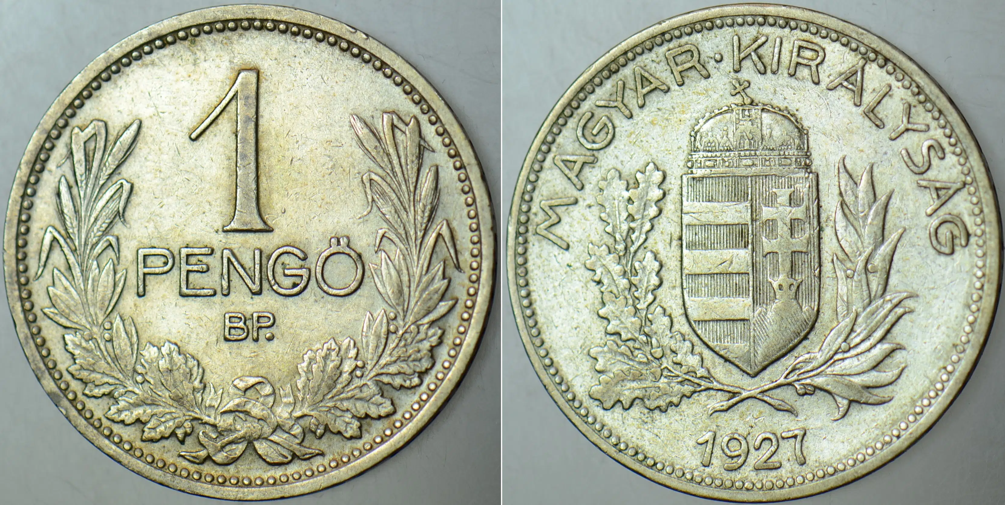 MACARİSTAN GÜMÜŞ 1 PENGÖ 1927 NICOLAS HORTY DÖNEMİ. 5 GRAM.
