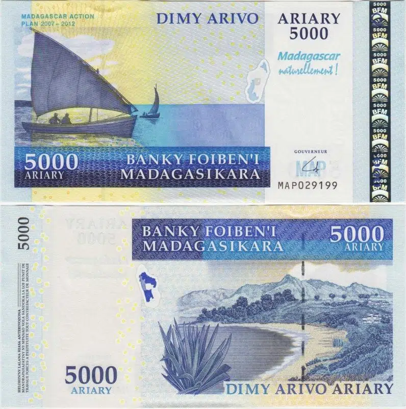 MADAGASKAR 5000 ARİARY 2012. ÇİL KONDİSYON.