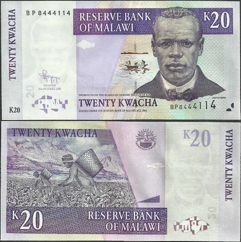 MALAVİ MALAWİ 20 KWACHA 2009. ÇİL KONDİSYON.