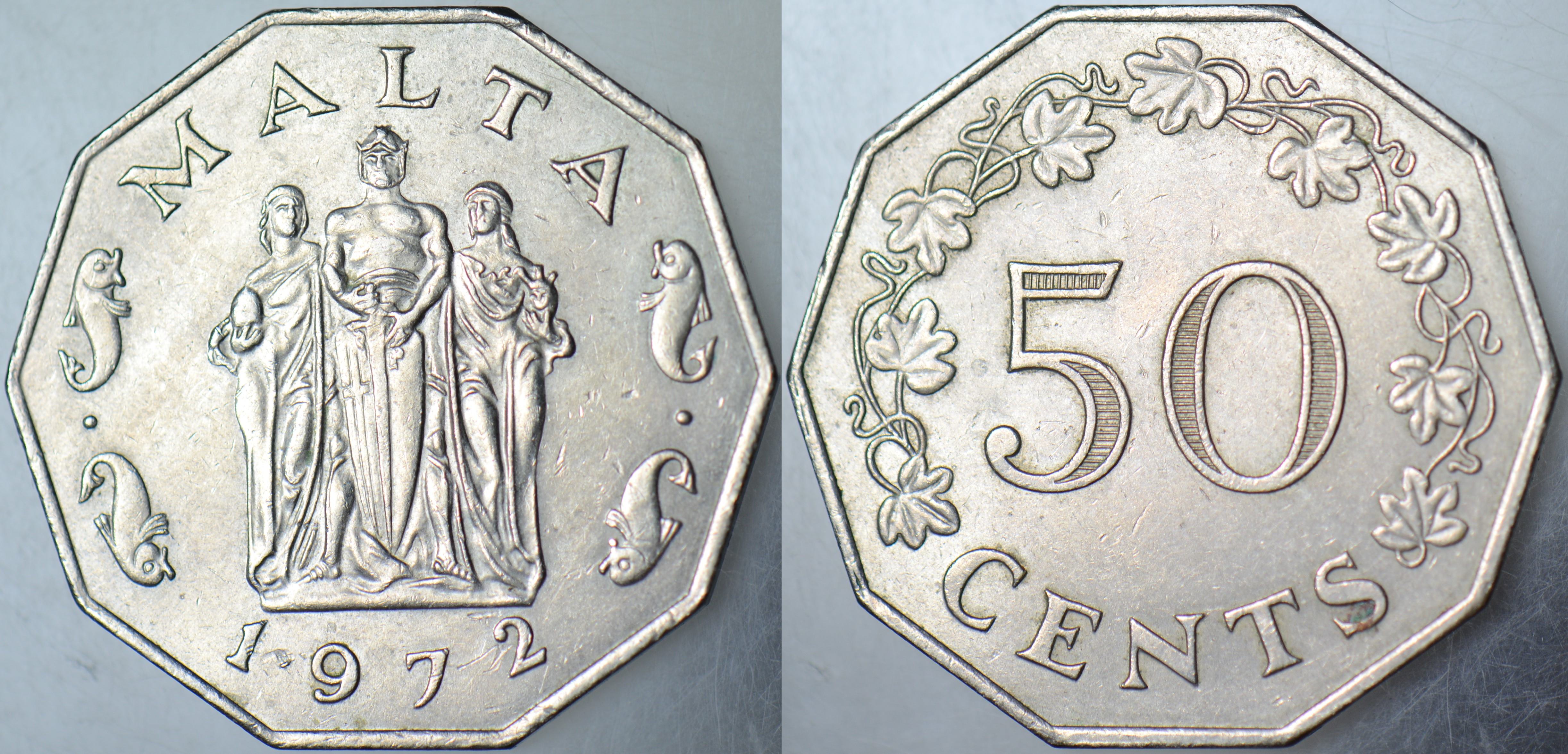 MALTA 50 CENT 1972 ÇİLALTI.