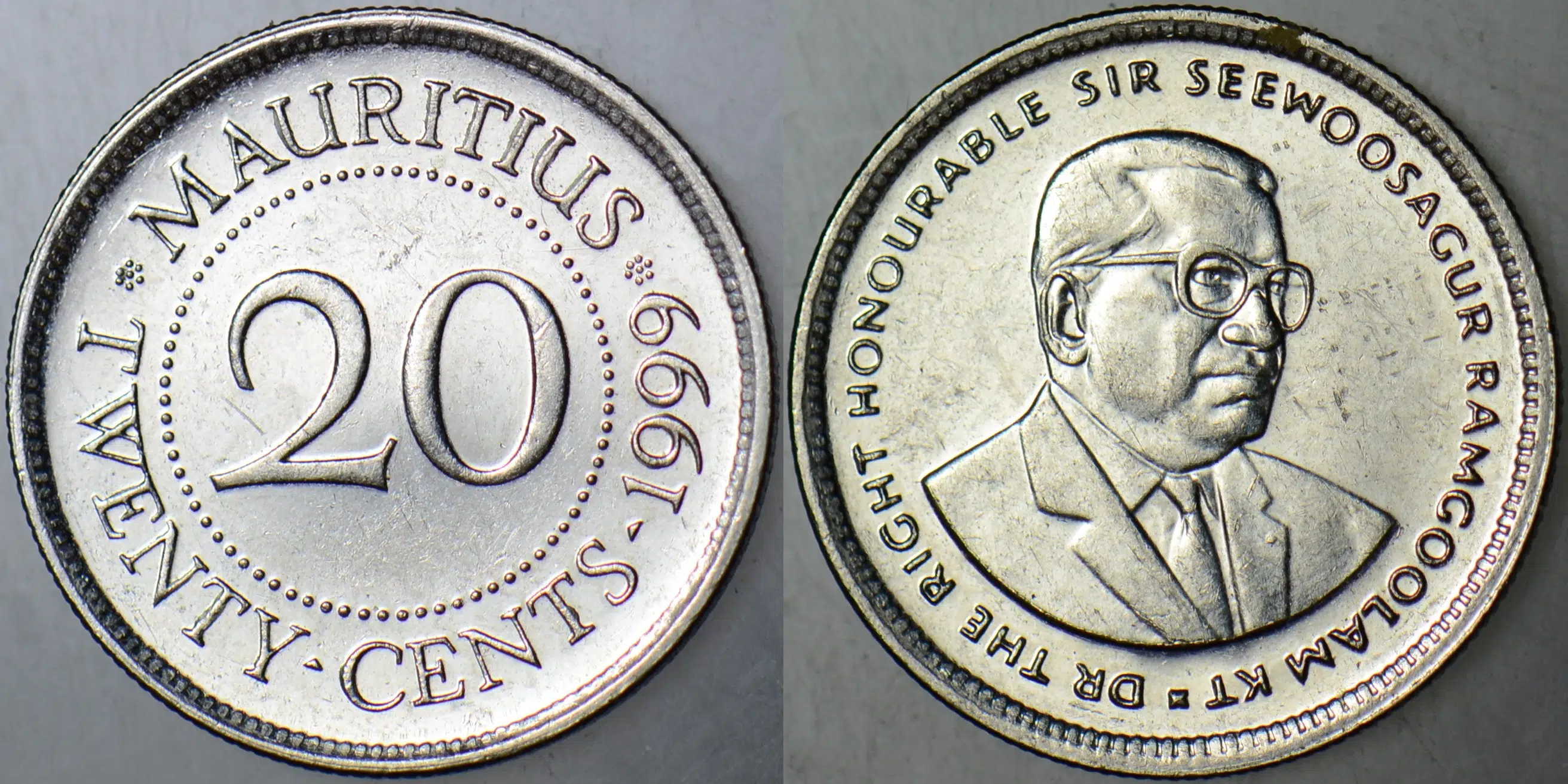 MAURİTİUS 20 CENT 1999.