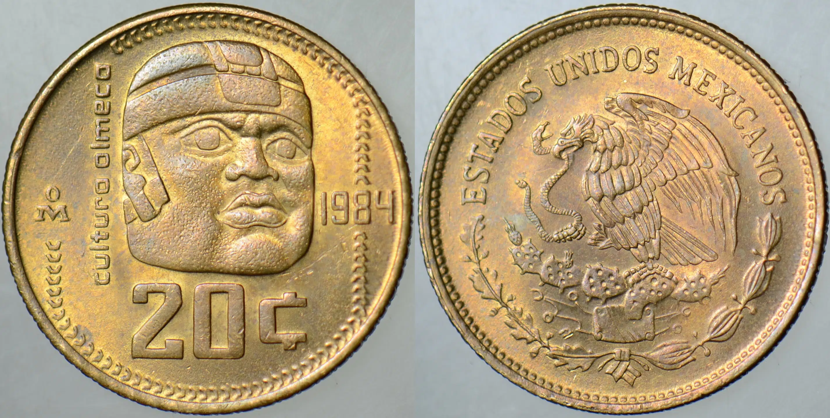 MEKSİKA 20 CENTAVOS 1984 OLMECA DEV HEYKELİ. ÇİLALTI+