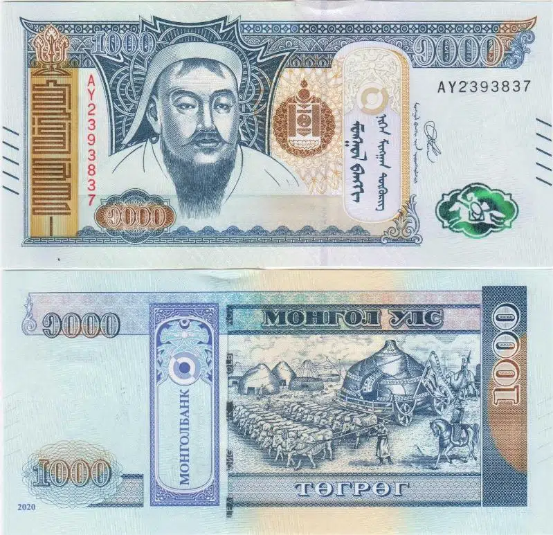 MOĞOLİSTAN 1000 TUGRİG 2020. CENGİZ HAN TEMALI. ÇİL KONDİSYON.