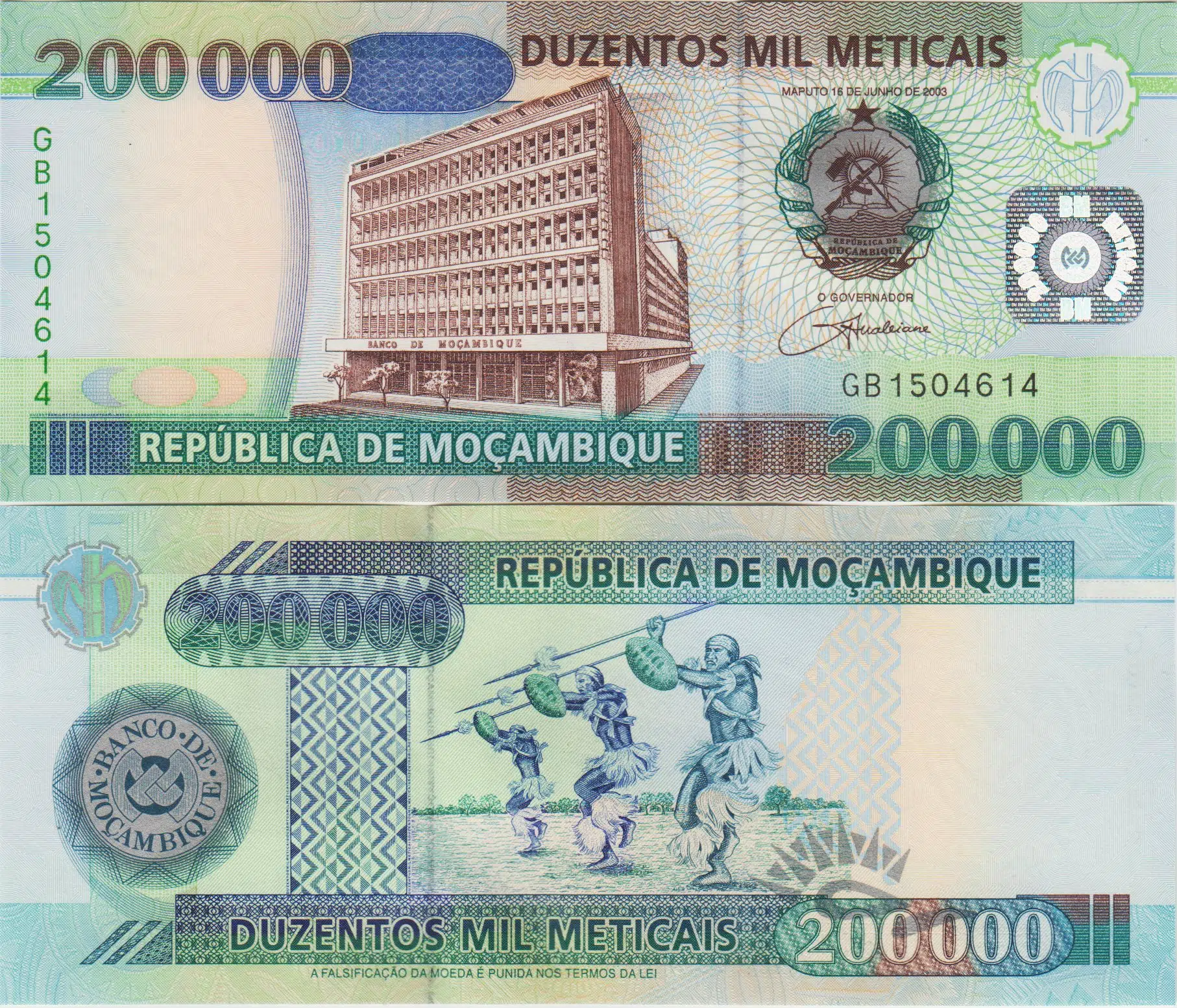 MOZAMBİK 200.000 METİCAİS 2003 ÇİL.