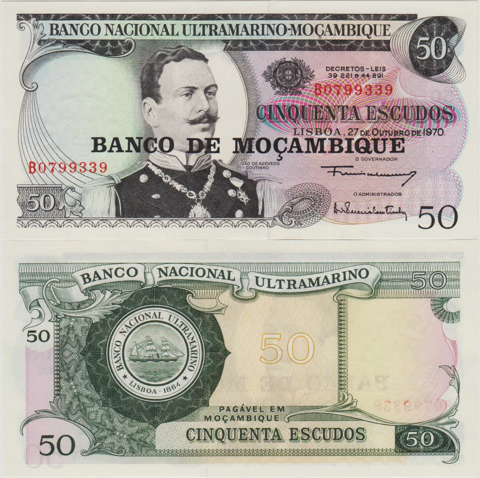 MOZAMBİK 50 ESKUDO 1970 ÇİL.