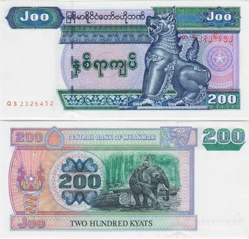MYANMAR 200 KYAT 2004 ÇİL KONDİSYON.