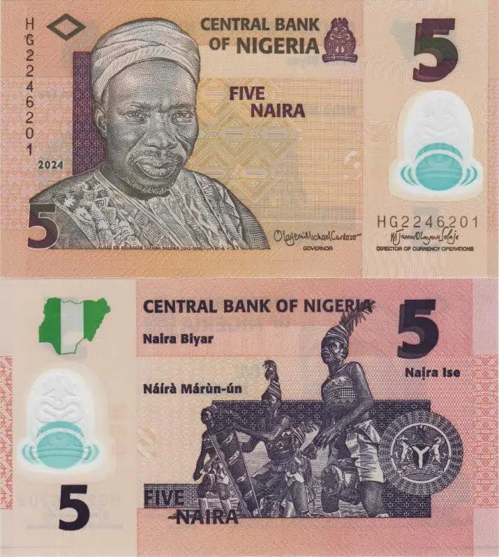 NİJERYA 5 NAİRA 2024. POLYMER PARA. ÇİL KONDİSYON