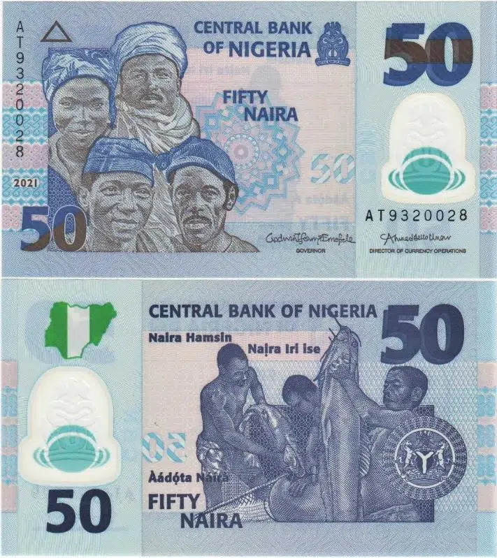 NİJERYA 50 NAİRA 2021 POLYMER. BALIKÇILIK-YAYIN BALIĞI. ÇİL KONDİSYON.