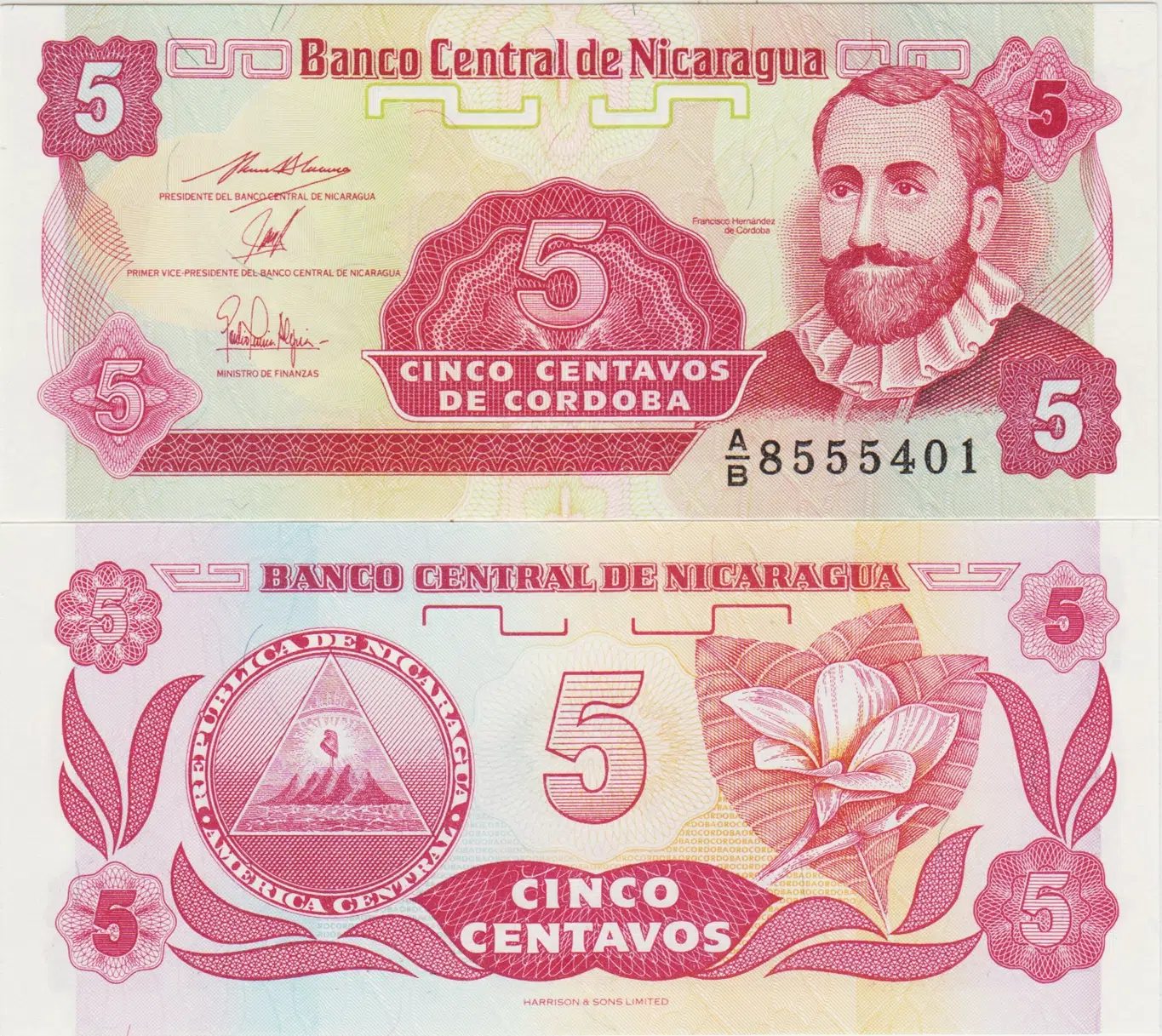 NİKARAGUA 5 CENTAVOS 1991-92 pick 168a(2) ÇİL KONDİSYON.