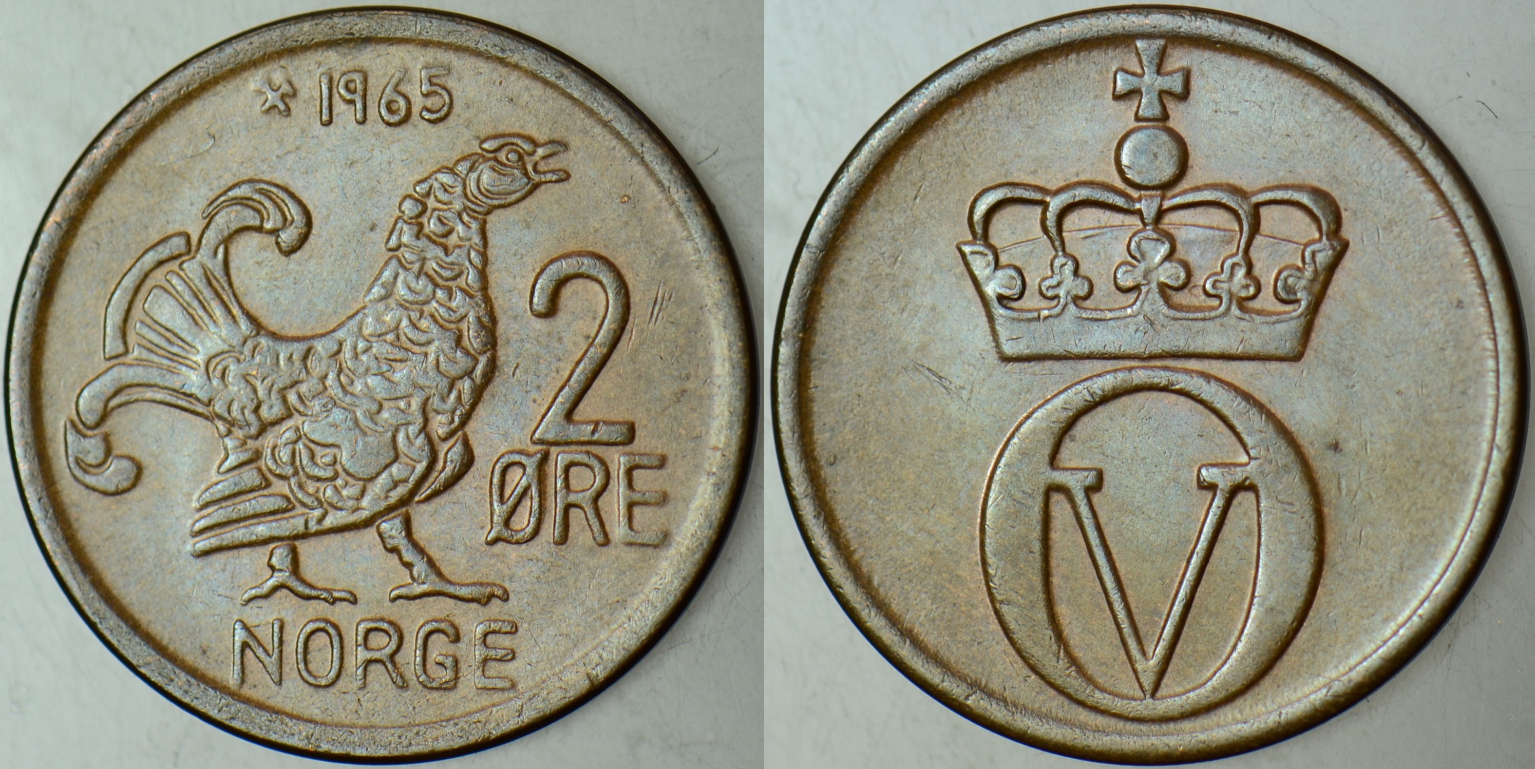 NORVEÇ 2 ÖRE 1965 KARA ORMAN TAVUĞU. ÇİLALTI(-)