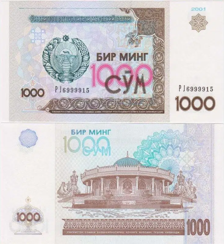 ÖZBEKİSTAN 1000 SOM 2001 ÇİL KONDİSYON.