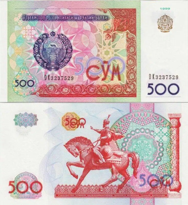 ÖZBEKİSTAN 500 SOM 1999 ÇİL KONDİSYON.