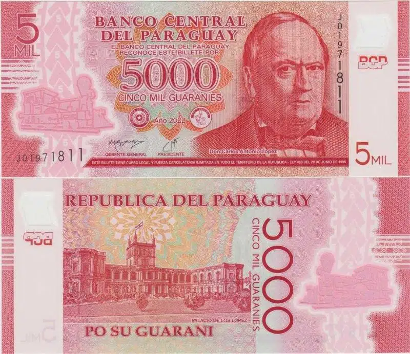 PARAGUAY 5000 GUARANİ 2022 POLYMER PARA. ÇİL KONDİSYON.