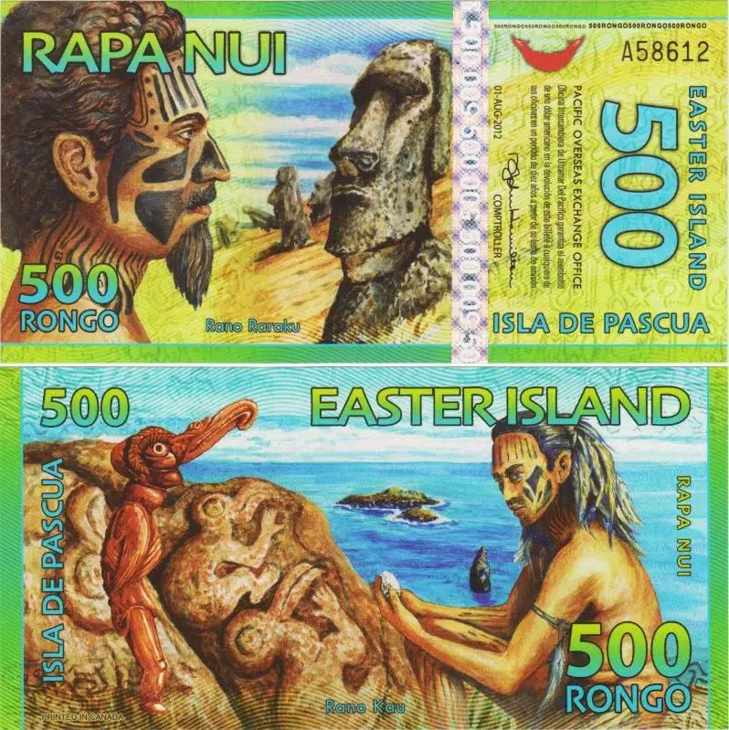 PASKALYA ADASI 500 RONGO 2012 POLYMER PARA. EASTER ISLAND - RAPA NUI. ÇİL(-) KONDİSYON.