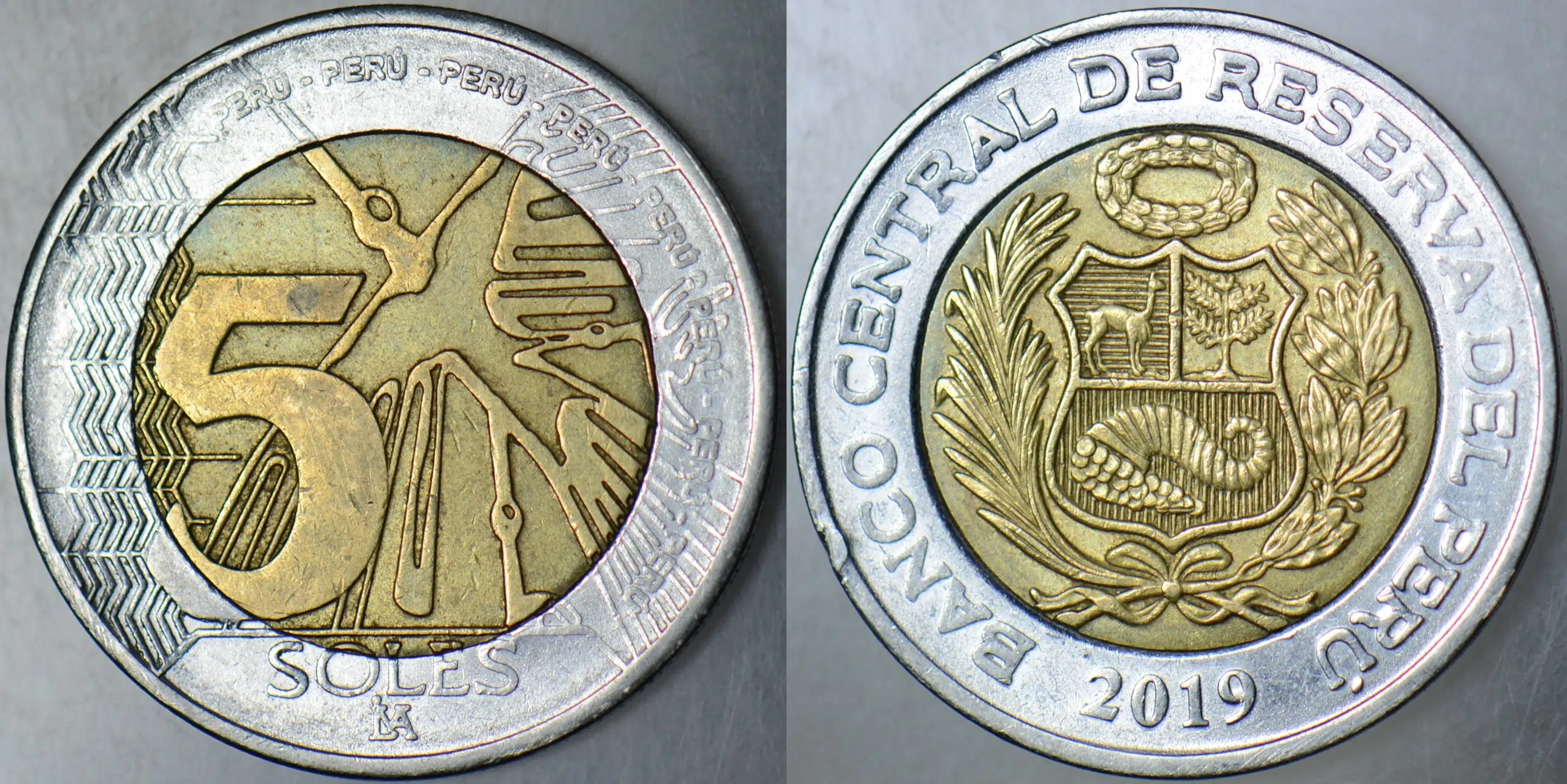 PERU 5 SOL 2019 NAZCA ÇİZGİLERİ. BİMETAL.