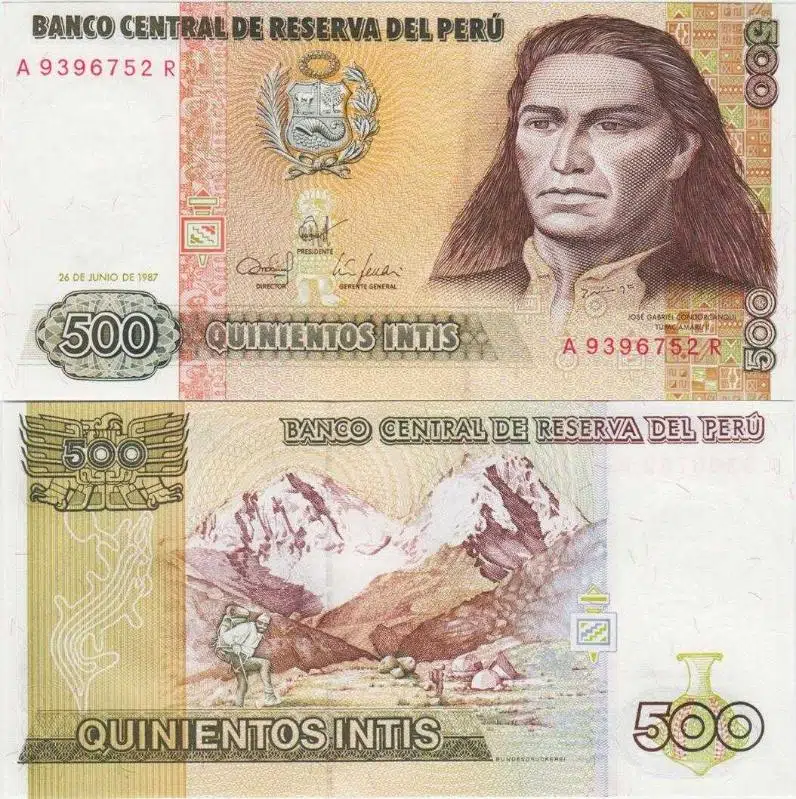 PERU 500 INTIS 1987. DAĞCILIK VE AND DAĞLARI TEMALI. ÇİL KONDİSYON.