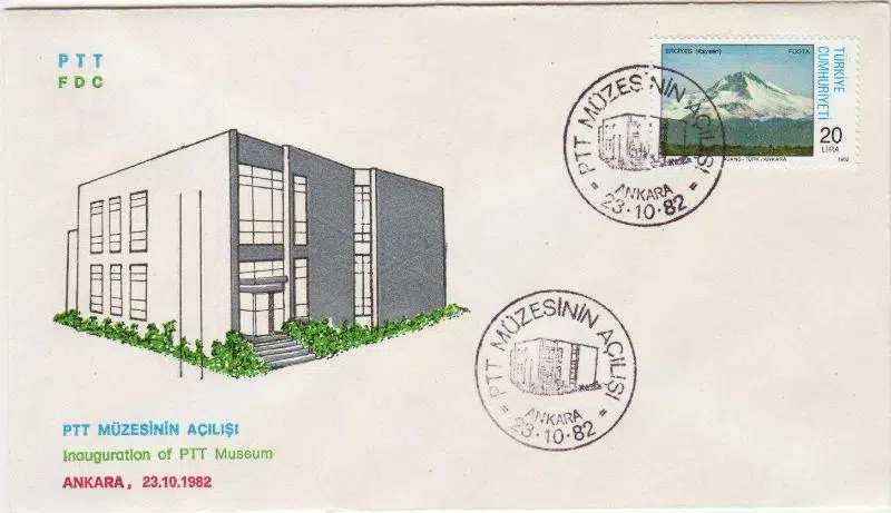 PTT MÜZESİNİN AÇILIŞI 23 EKİM 1982. İLK GÜN ZARFI. PTT FDC. ÖZEL TARİH DAMGALI.