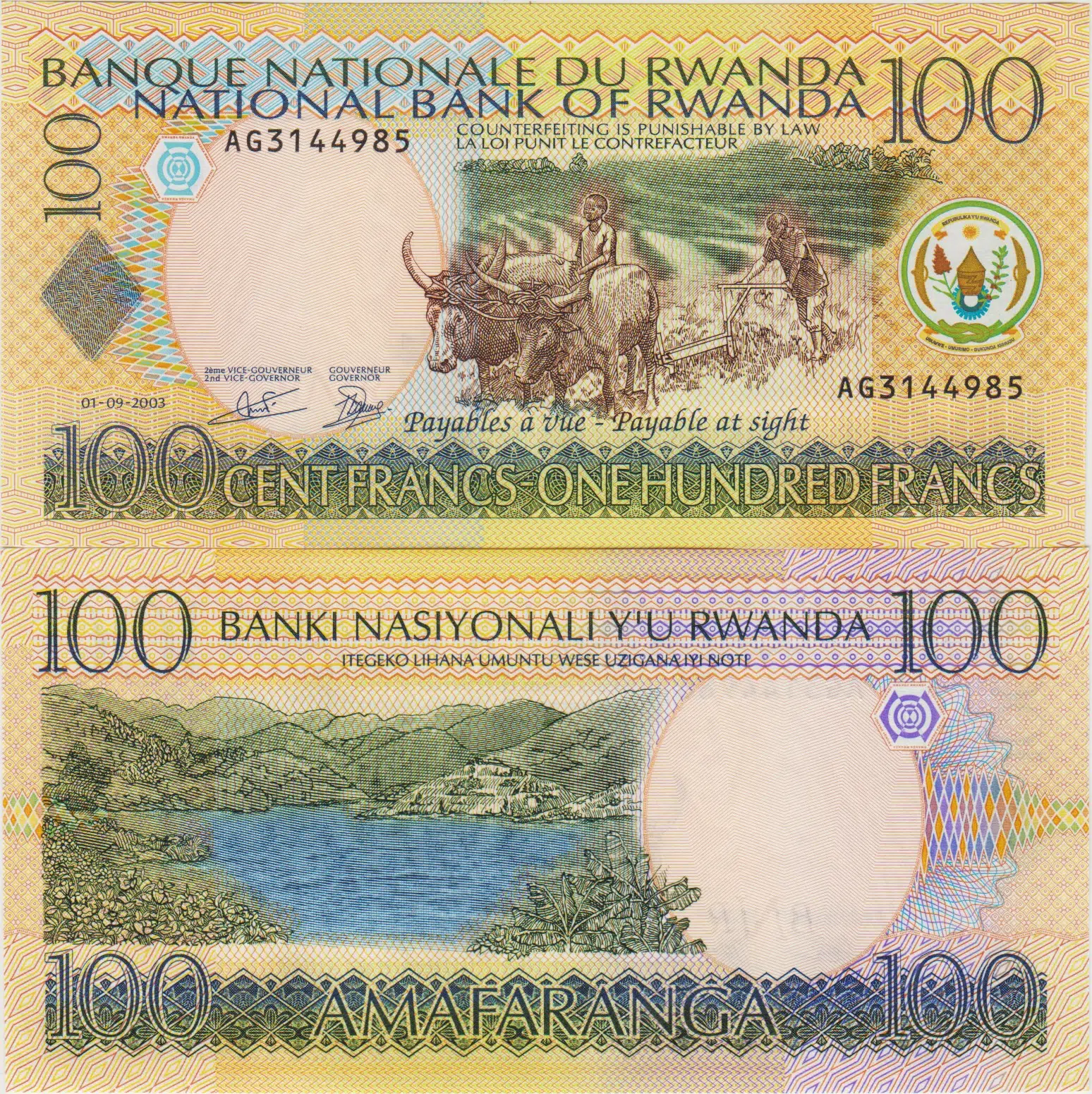 RUANDA 100 FRANK 2003 ÇİL.