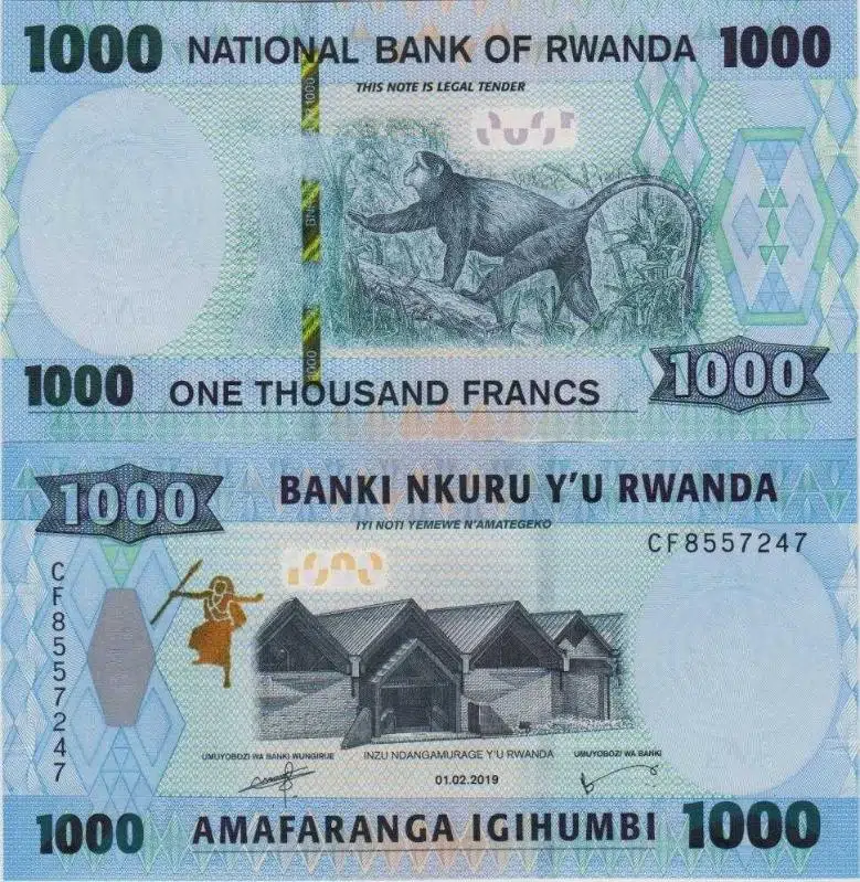 RUANDA 1000 FRANK 2019 ÇİL KONDİSYON.