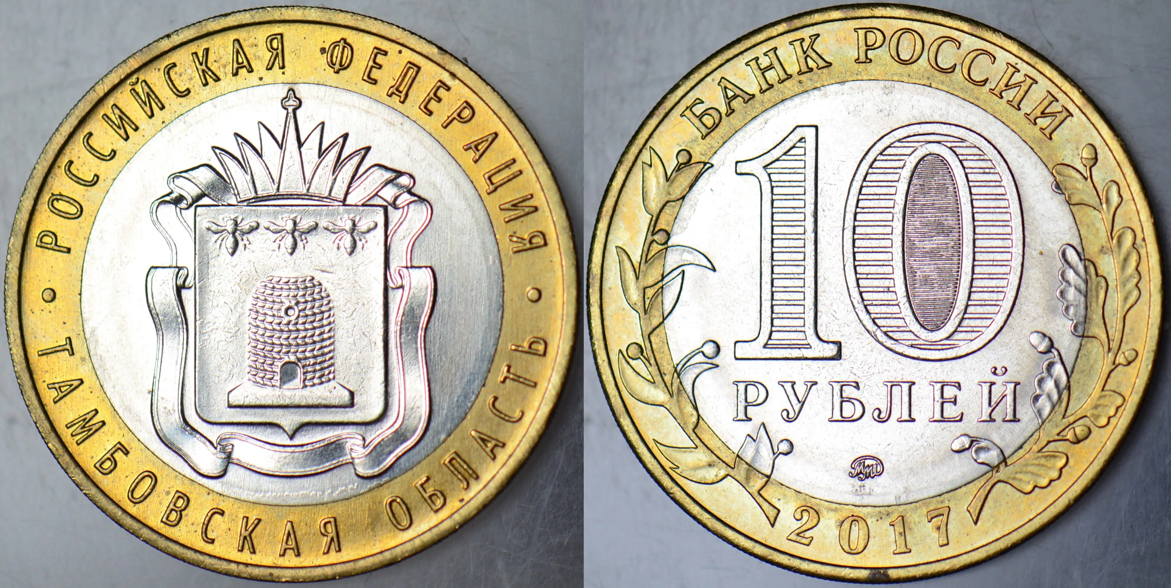 RUSYA 10 RUBLE 2017 HATIRA-TAMBOVSKAYA OBLASTI. ARI VE ARICILIK. BİMETAL ÇİL.