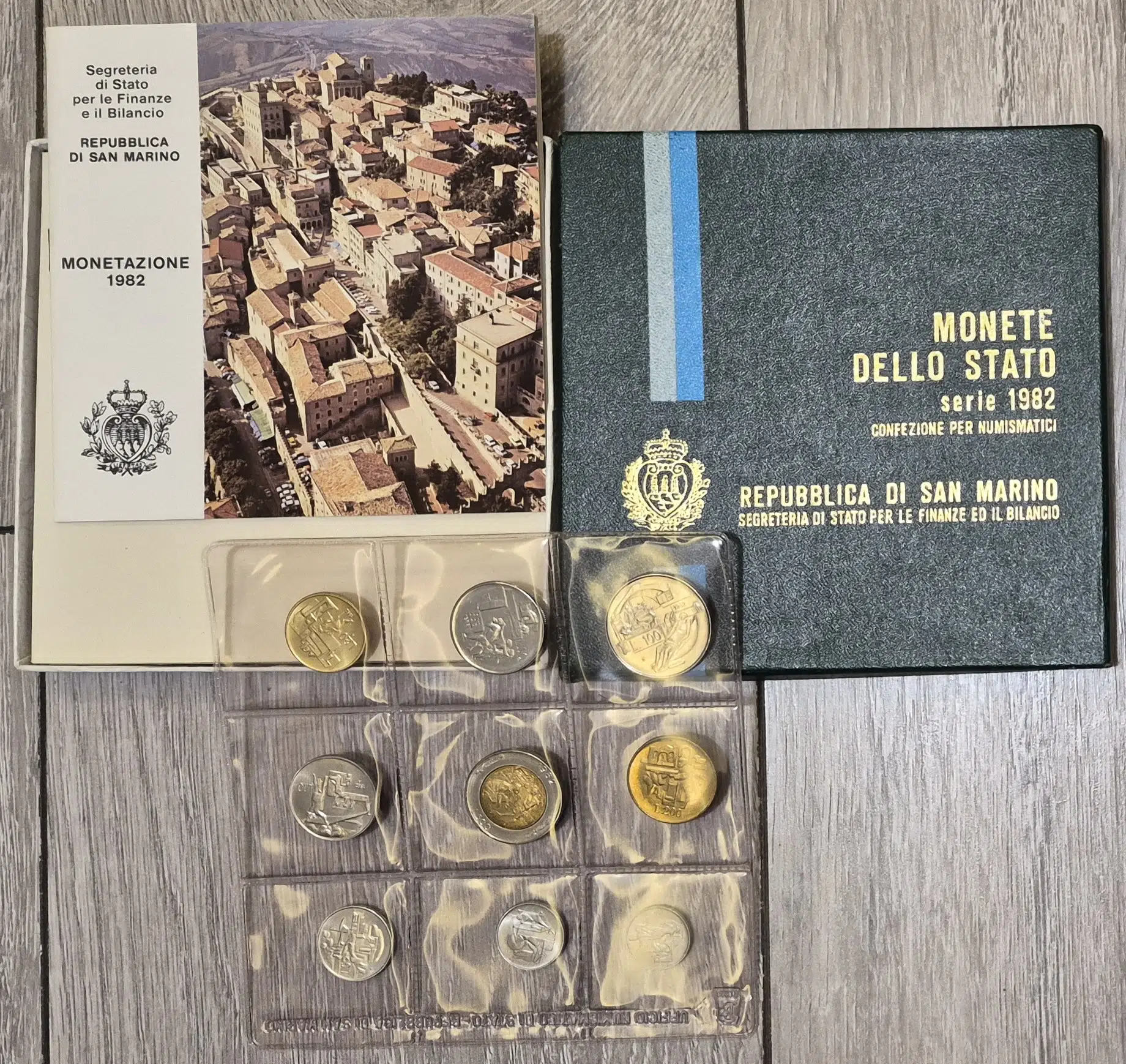 SAN MARİNO 1982 HATIRA SET 9 ADET 1-500 LİRET ORİJİNAL KUTUSUNDA KİTAPÇIĞIYLA ÇİL.
