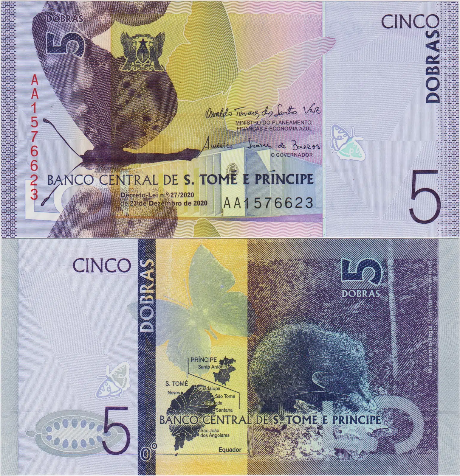 SAO TOME VE PRİNCİPE 5 DOBRA 2020 AA SAINT TOMAS. ÇİL.