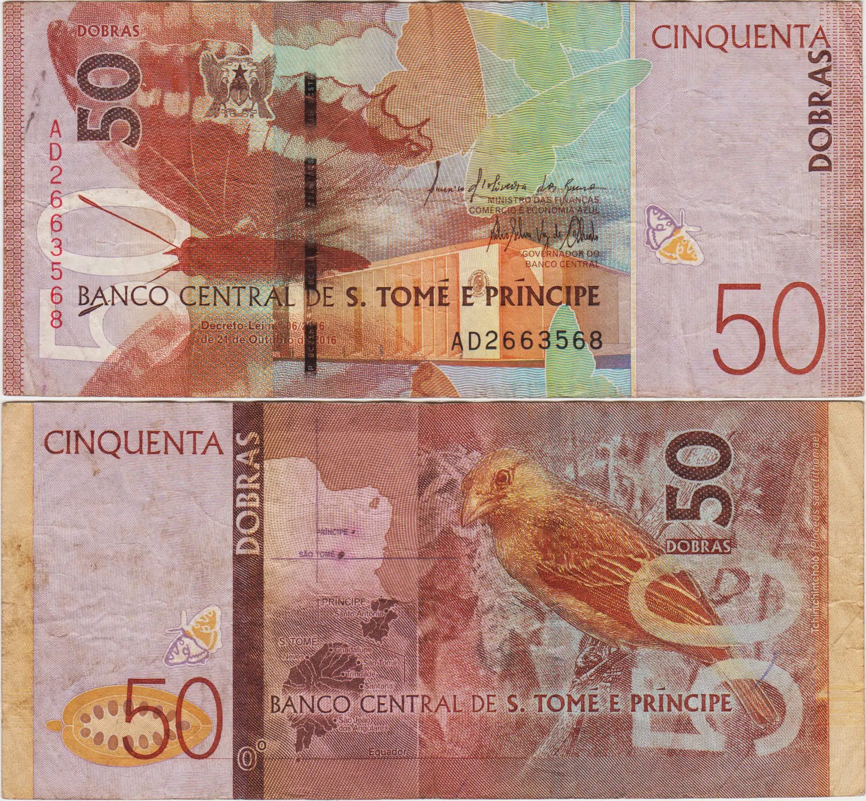 SAO TOME VE PRİNCİPE 50 DOBRA 2016 SAINT TOMAS. ÇOK TEMİZ.