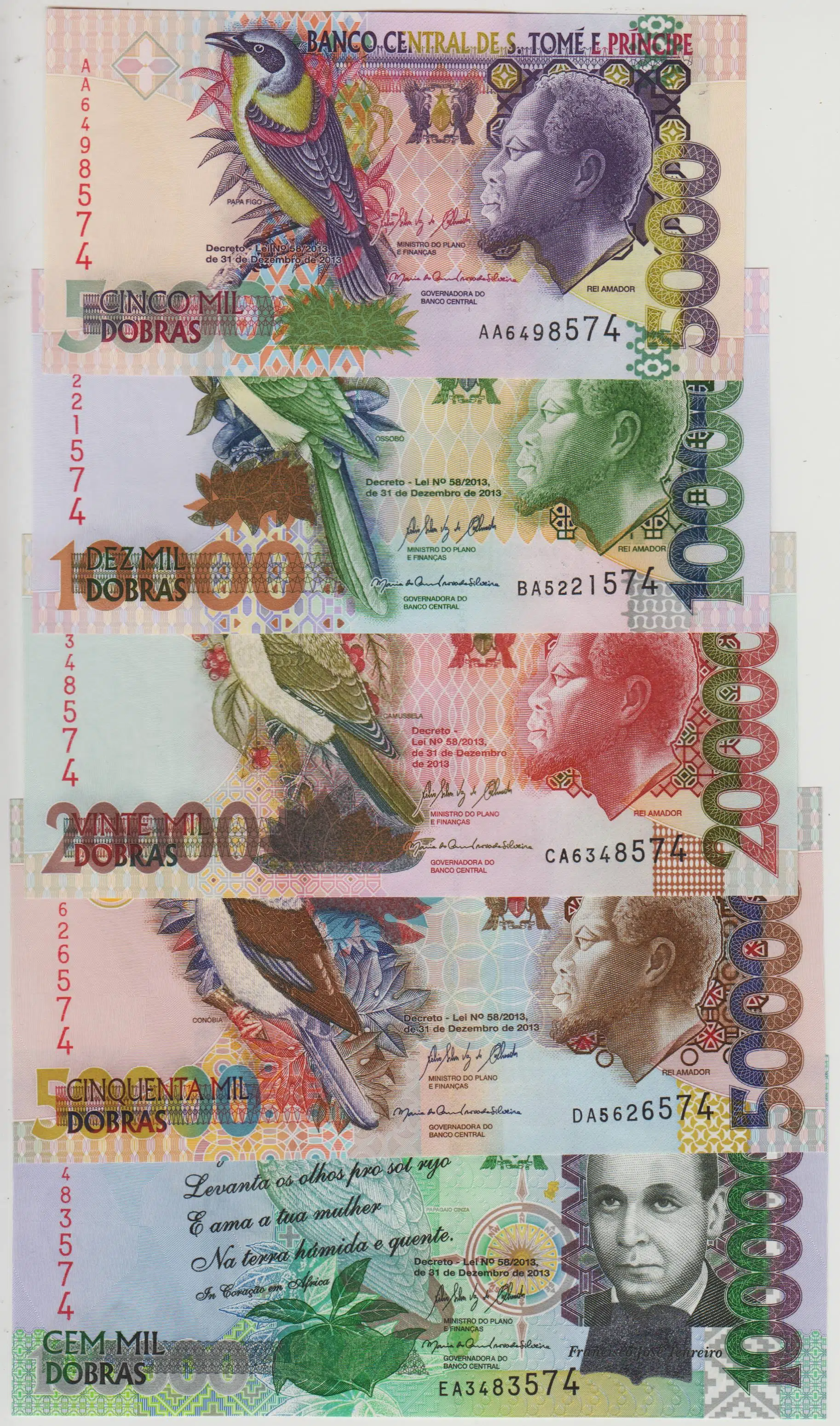 SAO TOME VE PRİNCİPE 5000-1000.000 DOBRA TAM SET 2013 ÇİL.