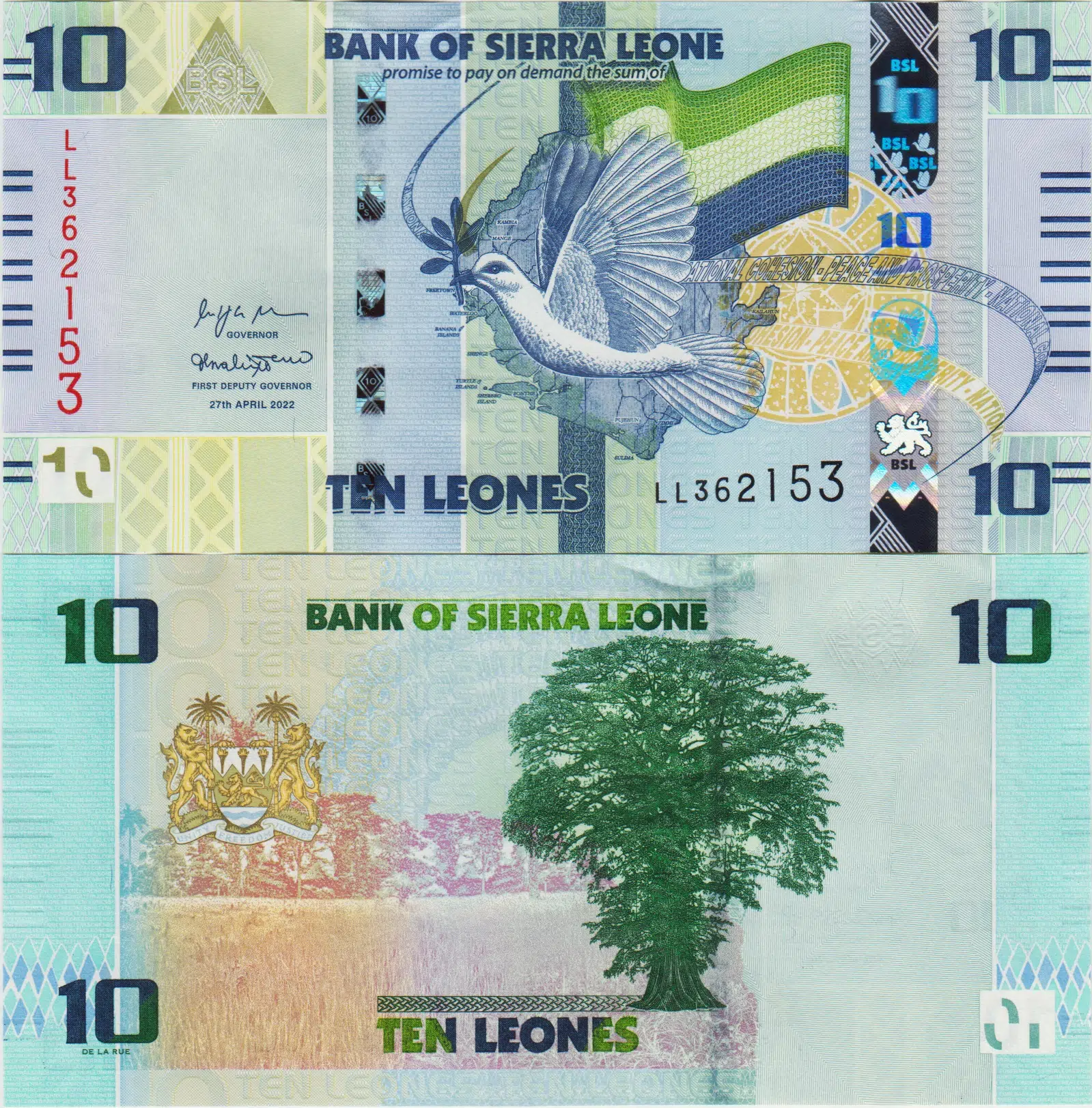 SİERRA LEONE 10 LEONE 2022 ÇİL KONDİSYON.