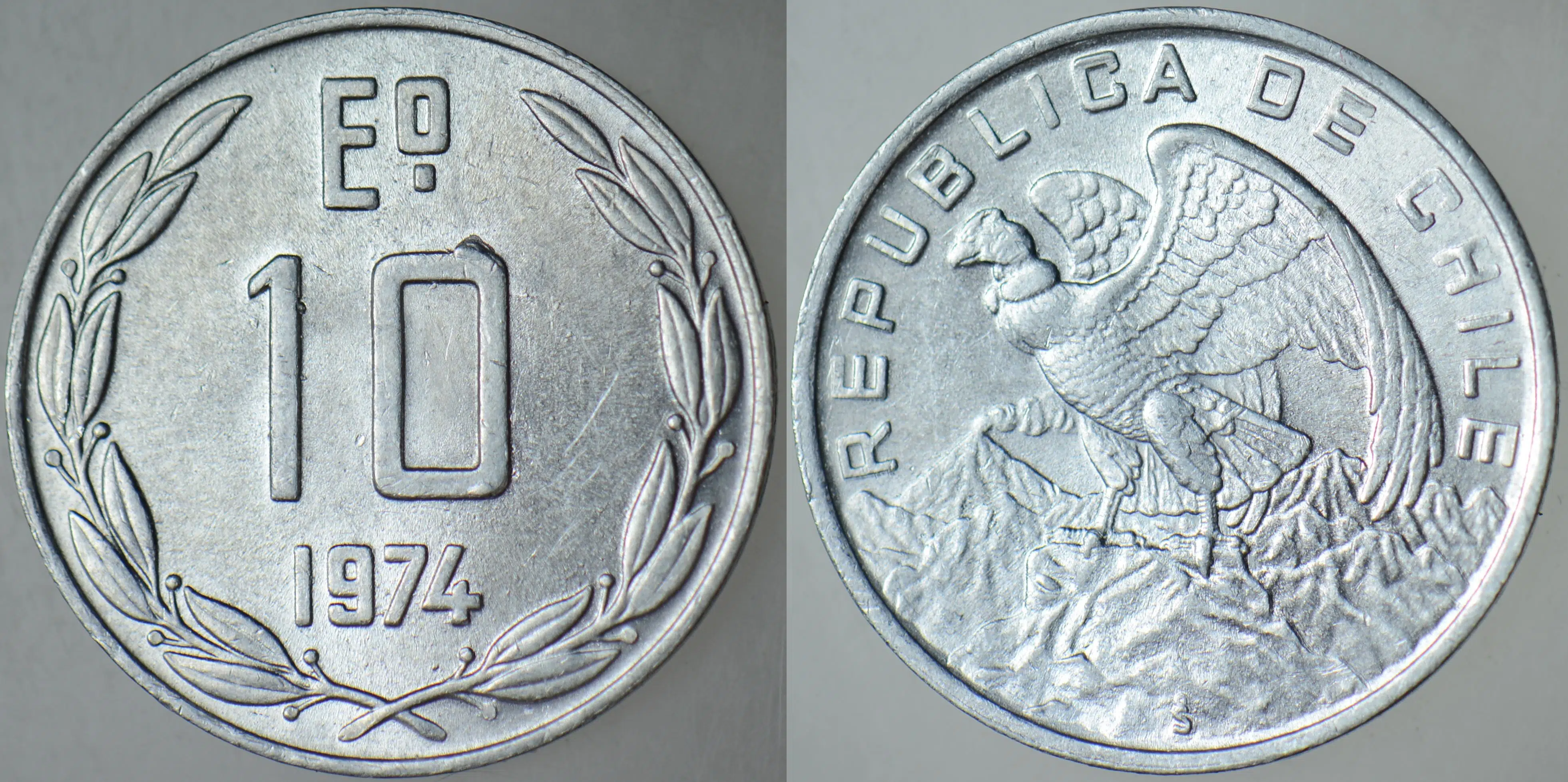 ŞİLİ 10 ESKUDO 1974 ALÜMİNYUM 24,95 mm ÇİL.