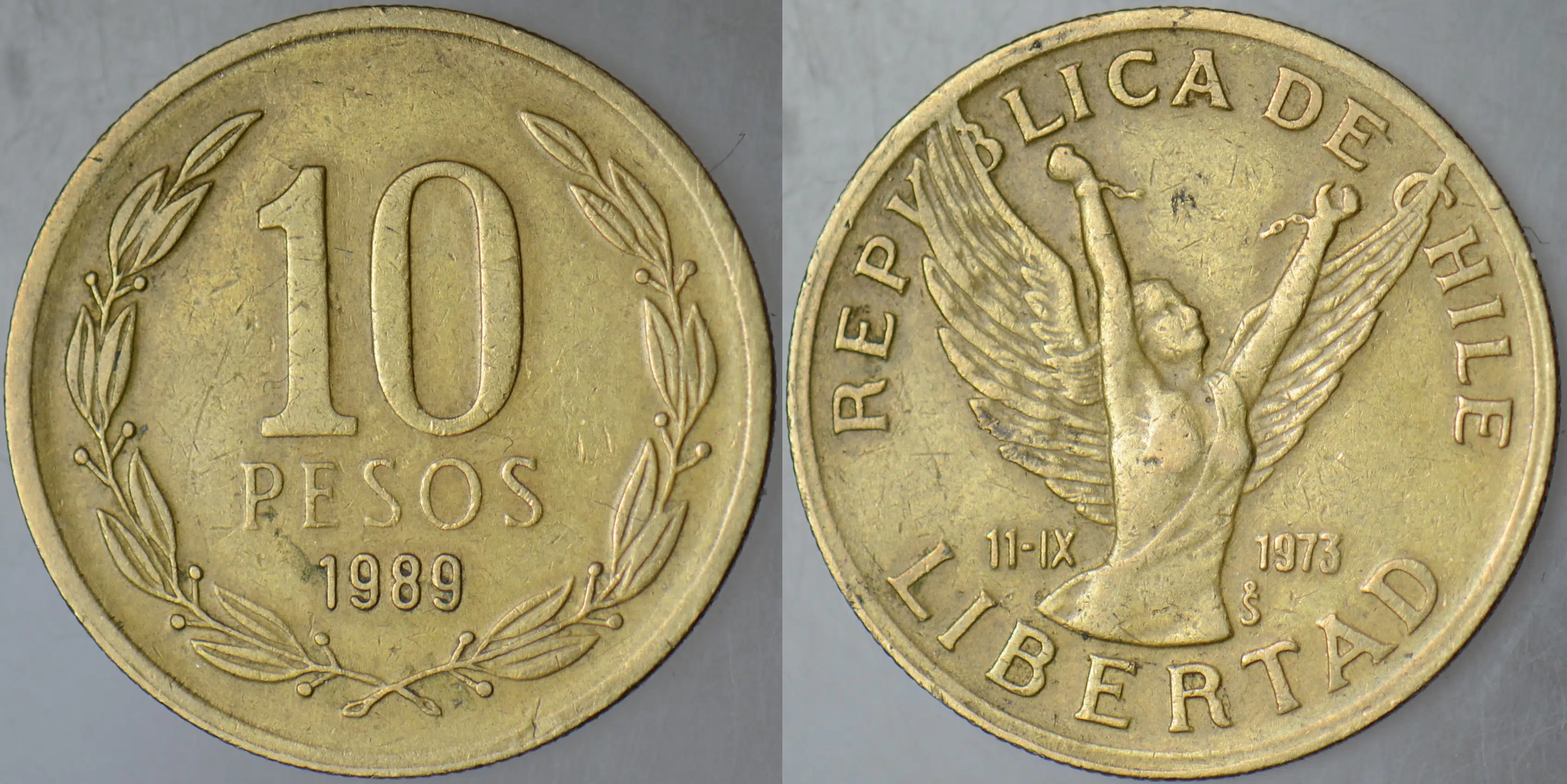 ŞİLİ 10 PESO 1989.