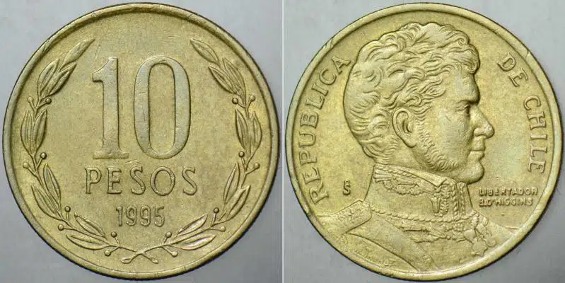 ŞİLİ 10 PESO 1995.