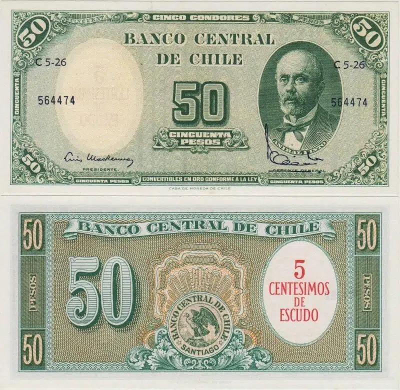 ŞİLİ 50 PESO 1960 - 1961 ÇİL KONDİSYON.