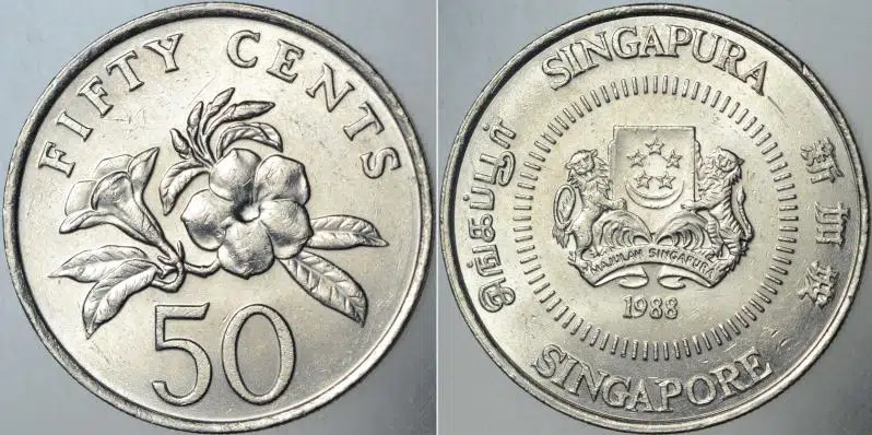 SİNGAPUR 50 CENT 1988. ÇİL KONDİSYON.