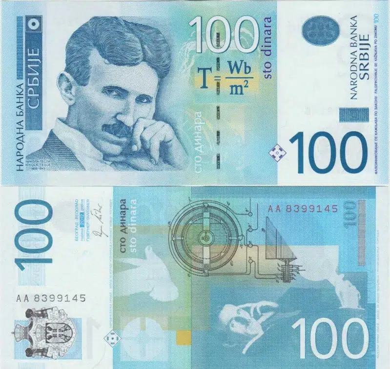 SIRBİSTAN 100 DİNAR 2012. NİKOLA TESLA TEMALI. ÇİL KONDİSYON.