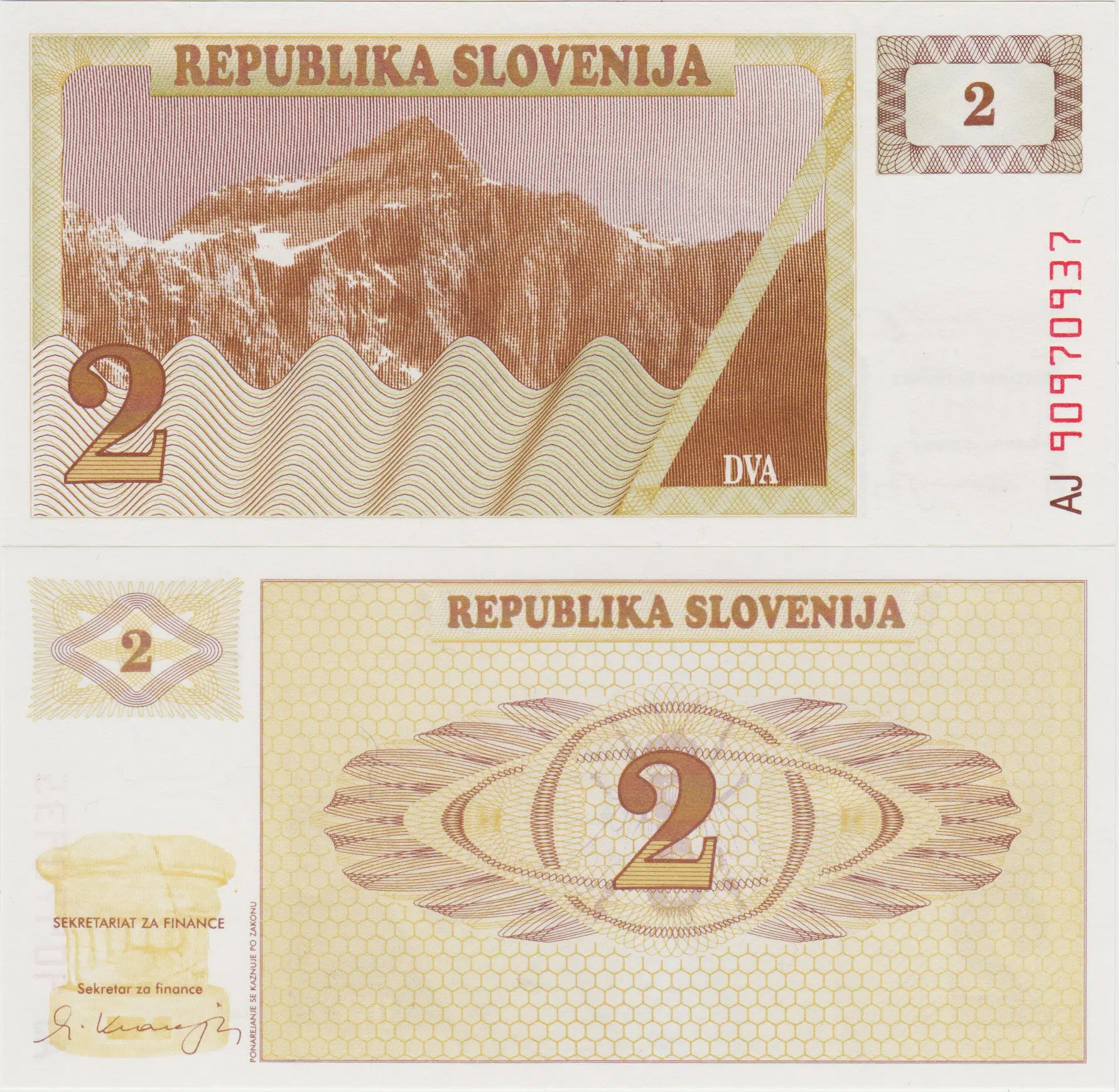 SLOVENYA 2 TOLAR 1990 ÇİL.