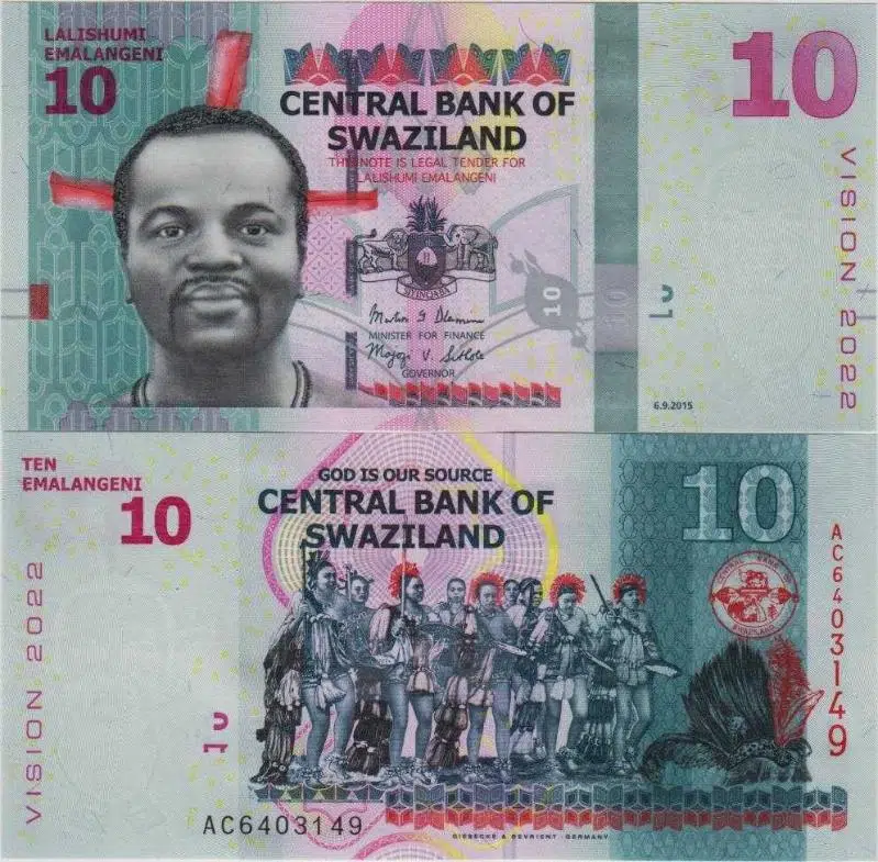 SVAZİLAND 10 EMALANGENİ 2015 ÇİL KONDİSYON.