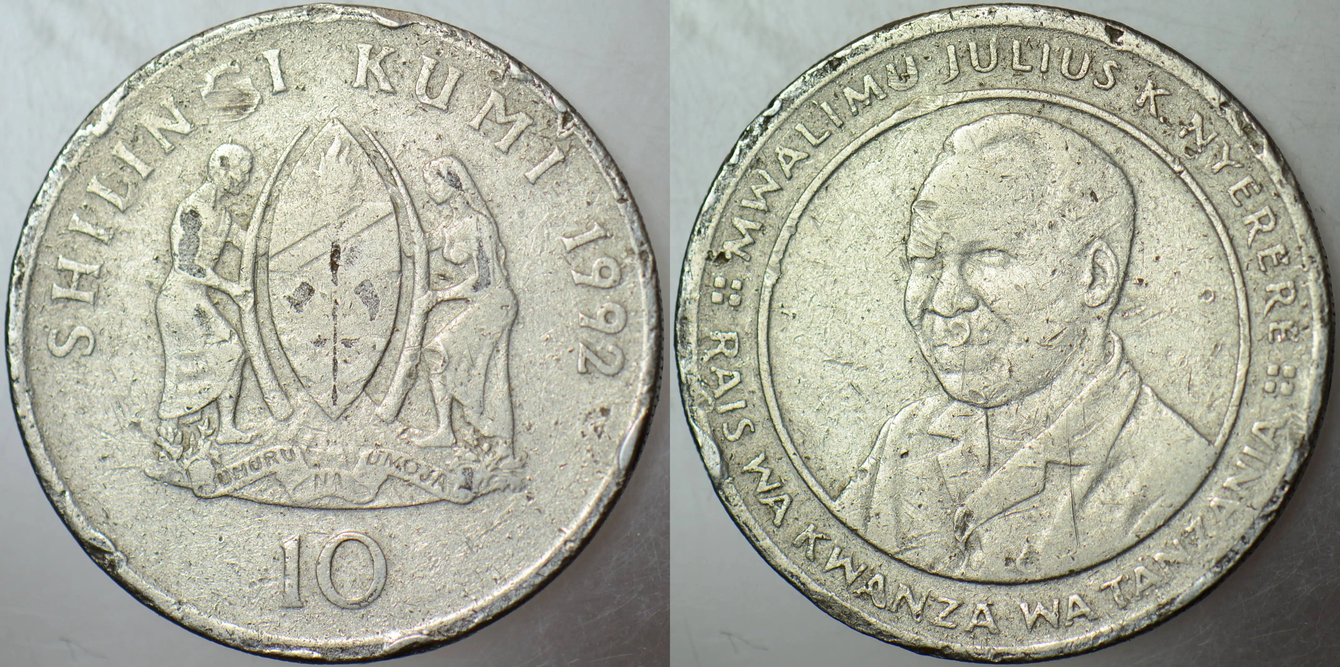 TANZANYA 10 ŞİLİN 1992.